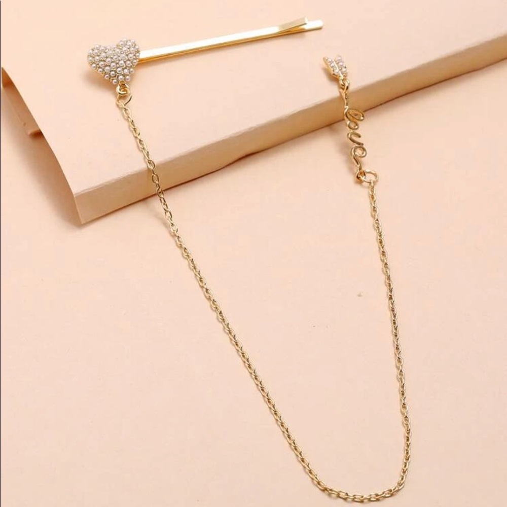 Heart Pearl Earring + Hair Pin - Picture 2 of 4